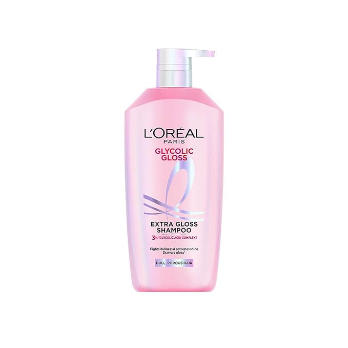 L’Oréal Paris Glycolic Gloss Shine Boosting Shampoo, powered by 3% Glycolic Acid, for dull hair, restores hair quality for gives 3x more gloss, 800ml
