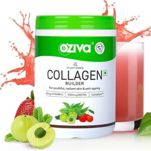 OZiva Vegan Collagen (Tangy Amla) for Skin, Hair & Nails | Plant-Based Collagen Peptides Supplement for Men & Women | Non-GMO, No Sugar Added | Powder, 200g (Pack of 1