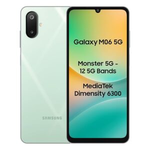 Samsung Galaxy M06 5G (Sage Green, 6GB RAM, 128 GB Storage) | MediaTek Dimensity 6300 | AnTuTu Score 422K+ | 12 5G Bands| 25W Fast Charging | 4 Gen of OS Upgrades | Without Charger