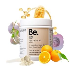 Be. Japanese Marine Collagen Powder for Women & Men | Type I & III Collagen Peptides with Glutathione, Vitamin C, Hyaluronic Acid & Astaxanthin | 300g Mix-Fruit Flavour for Skin, Hair, Nails & Joints
